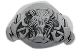 Silver Black Animal Wild Pig Boar Tusks Head Hunters Unique Belt Buckle Men